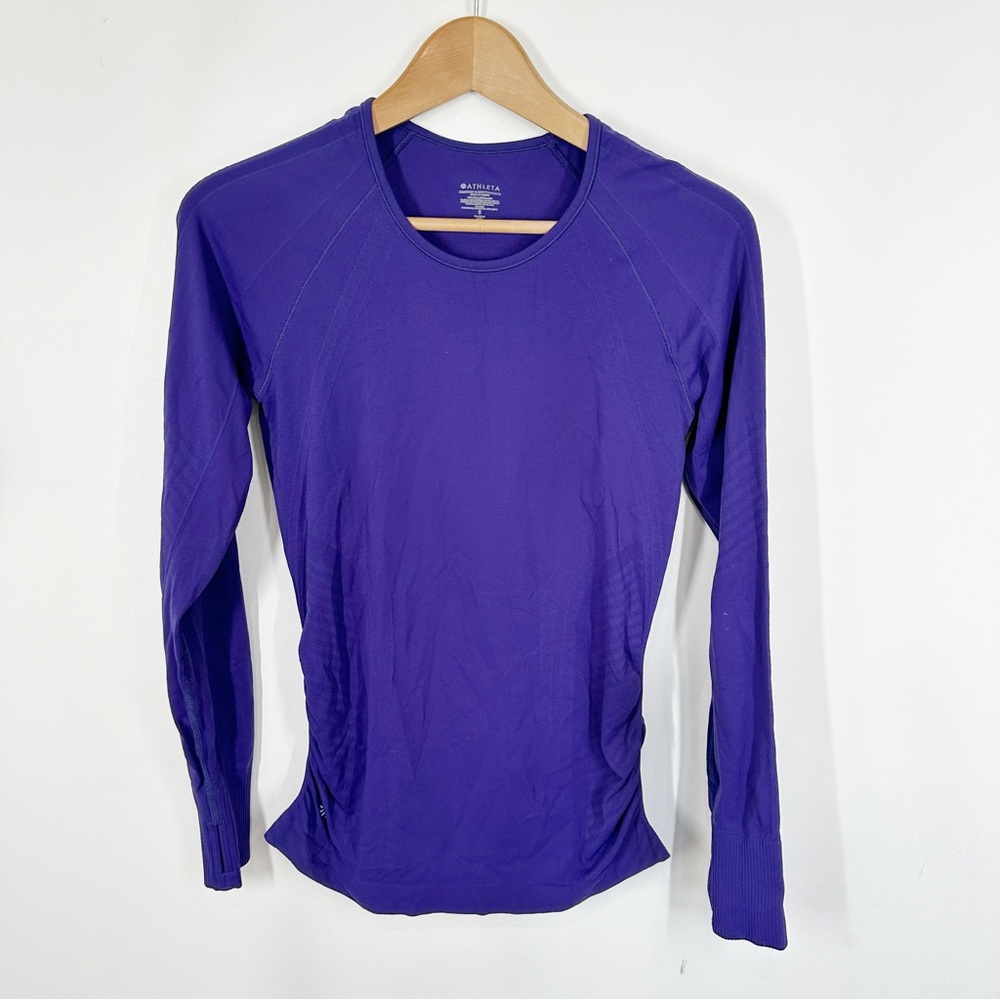 Athleta Speedlight Seamless Top Small Purple Thumbholes